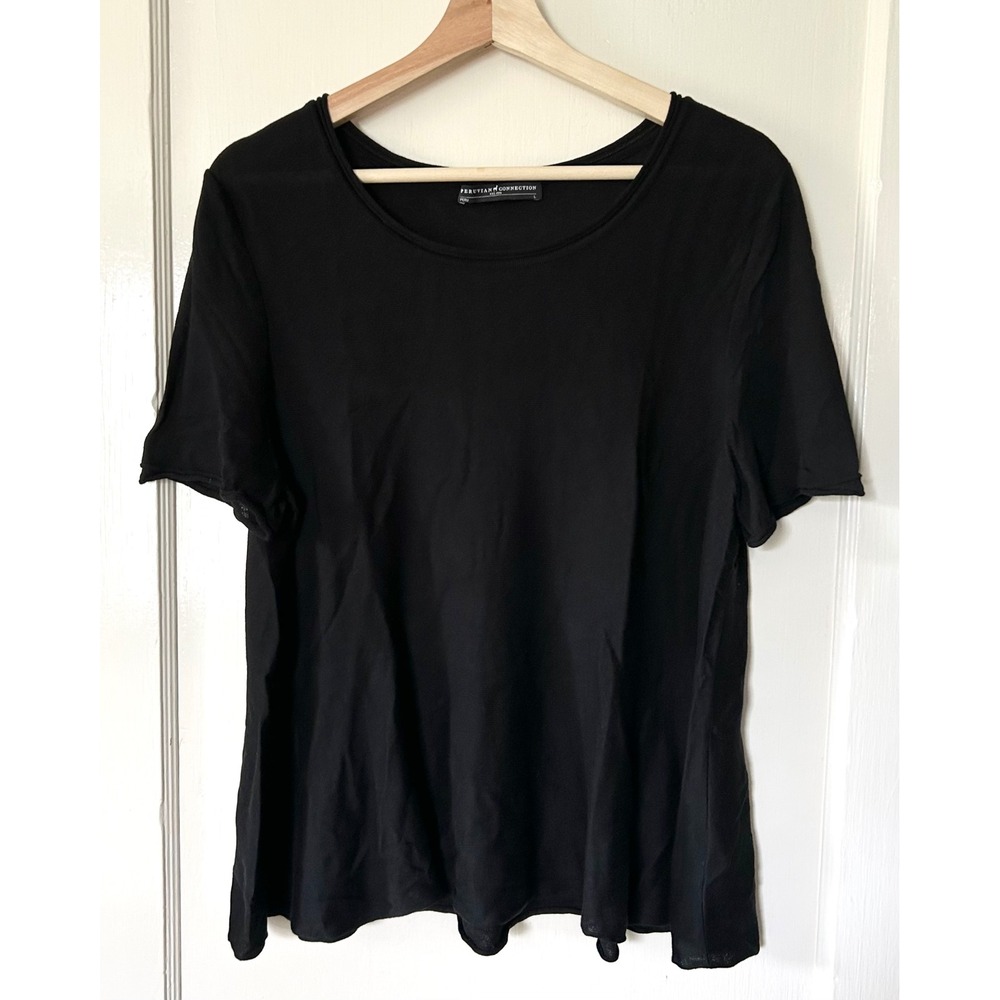 Peruvian Connection Pima Cotton Swing‎ Knit Tee in Black L